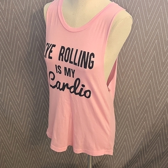JUNIORS Series 8 Eye Rolling is my Cardio Pink tank size Large - Picture 8 of 9